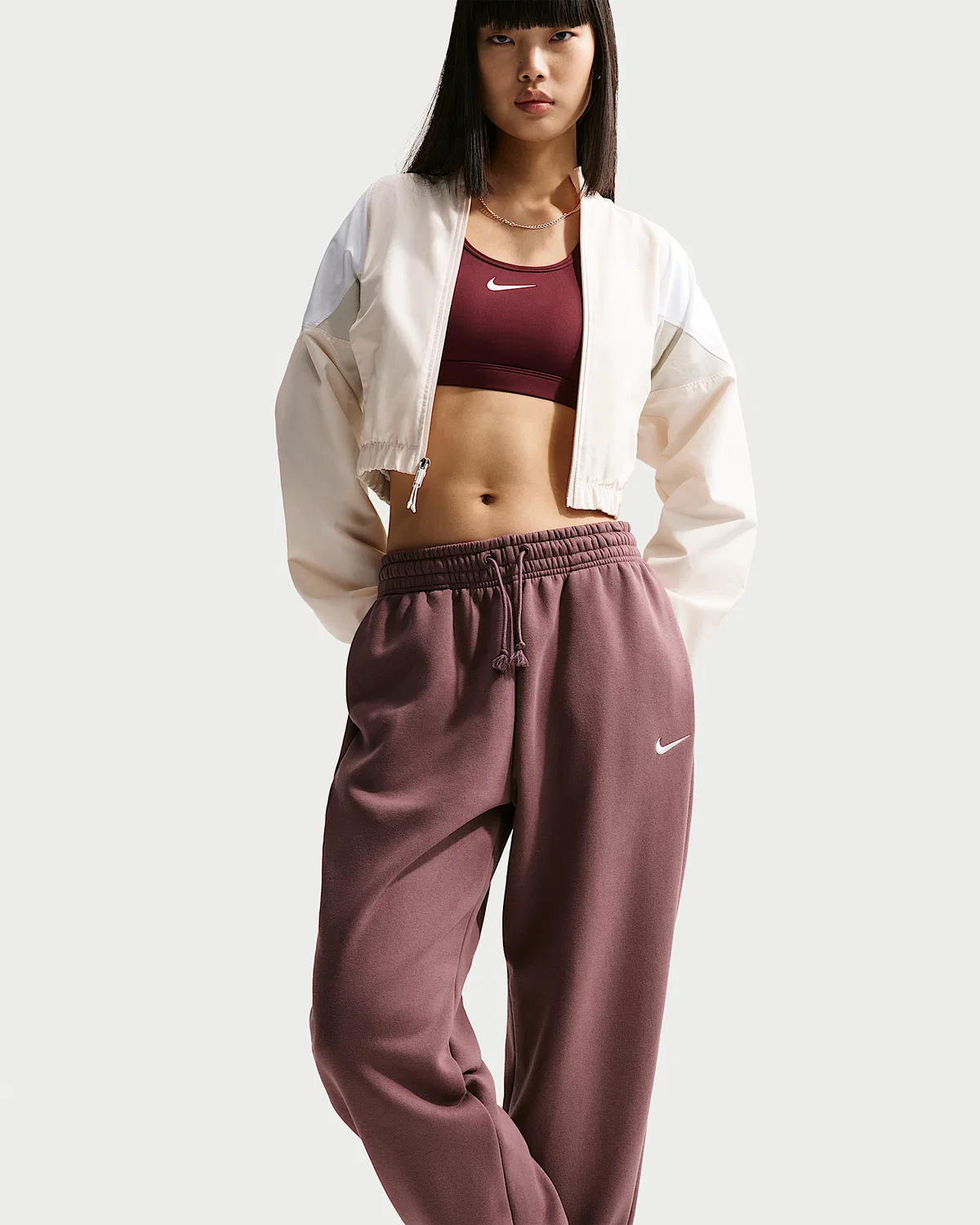 Женские свободные спортивные штаны с завышенной талией Nike Sportswear Phoenix Fleece, Tattoo/Sail — фото 4