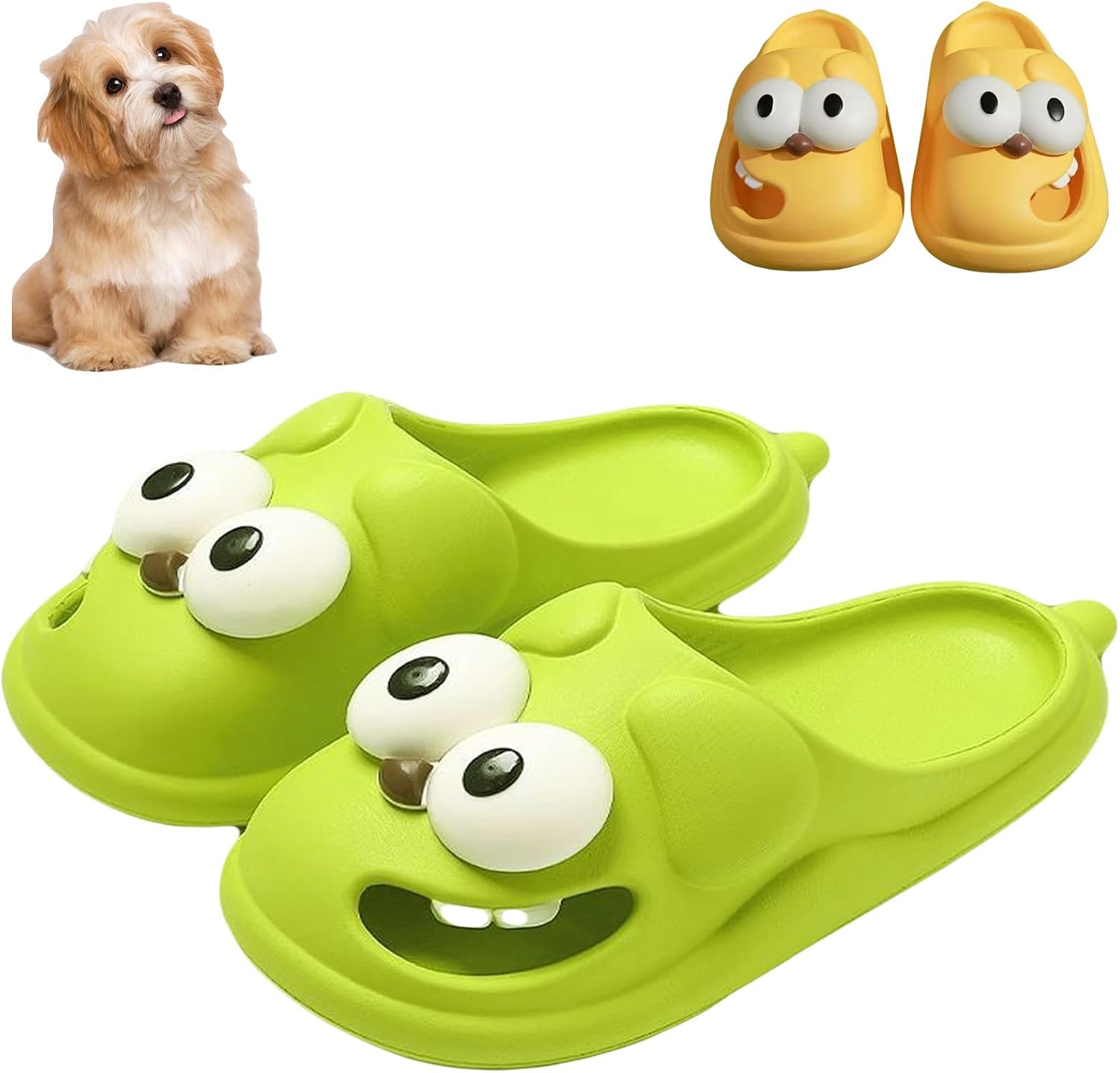 

Тапочки Love Pups, тапочки с поцелуем языком, милые и забавные нескользящие тапочки с большой собакой для женщин и мужчин Swinizh, зеленый