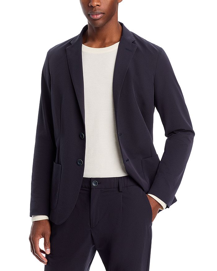 

Блейзер Regular Fit из ткани сирсакер Herno, синий