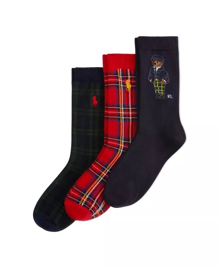

Праздничные носки с медведем для мальчиков, 3 шт. в упаковке Polo Ralph Lauren