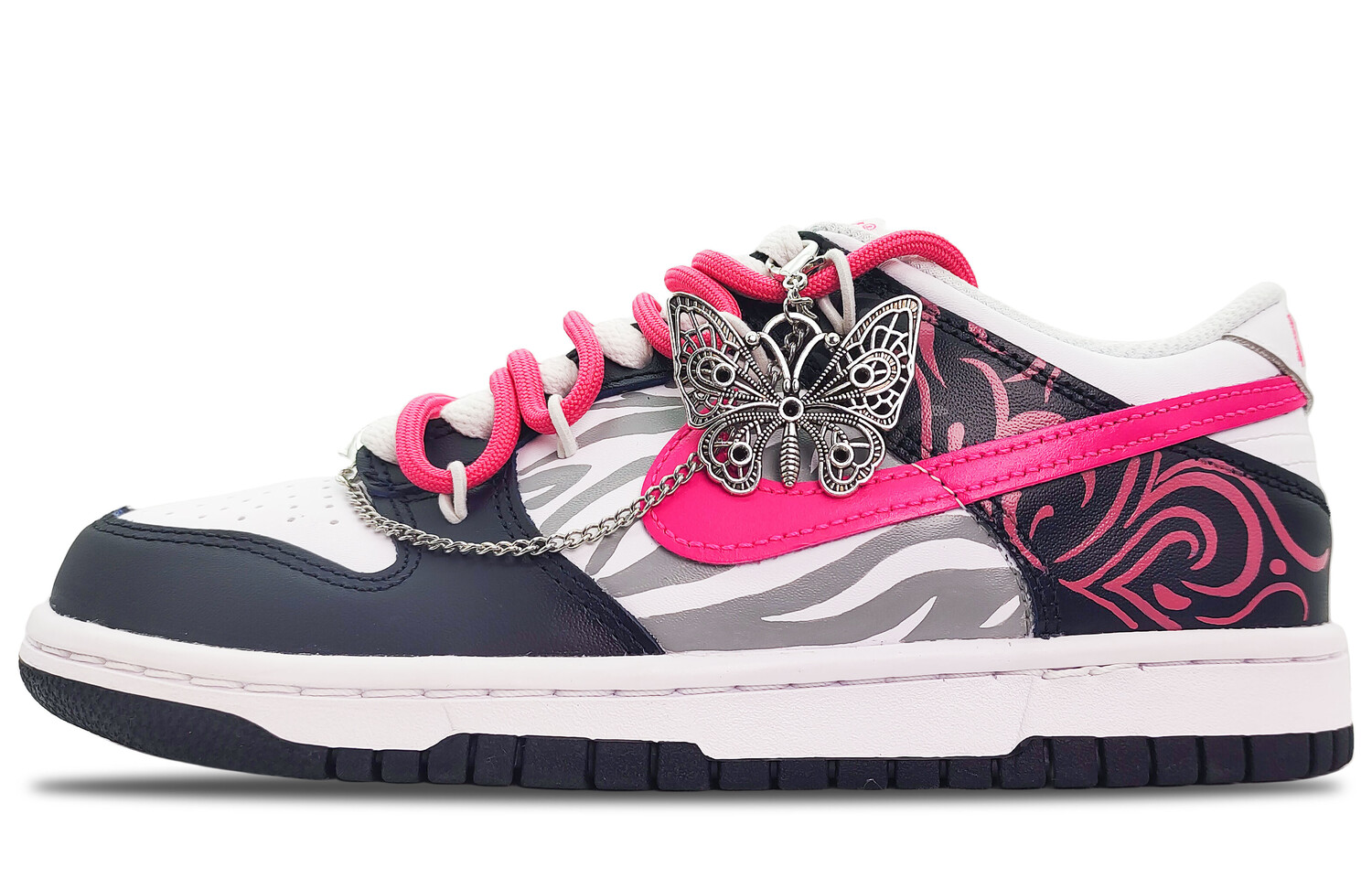 

Кроссовки Nike Dunk Skateboarding Shoes Women's Low-top Black/pink, белый