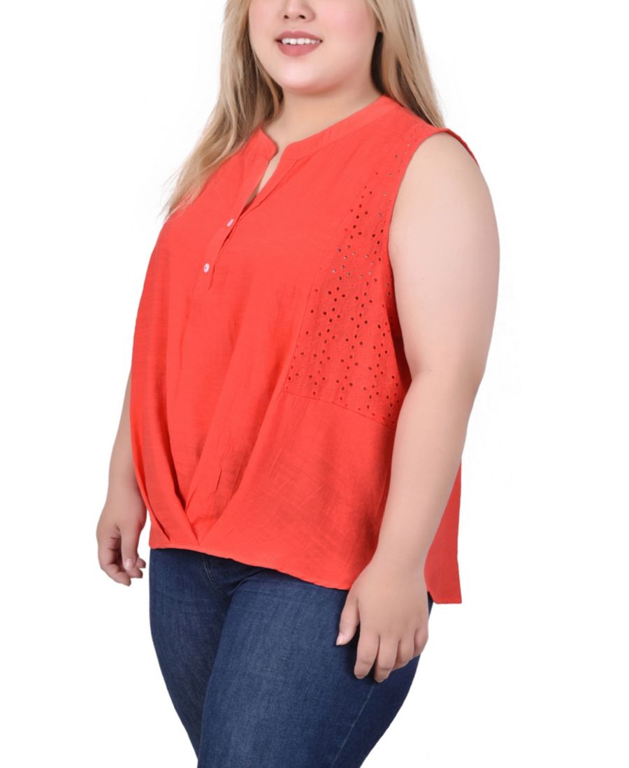 

Топ без рукавов большого размера с перфорированными вставками NY Collection, Bittersweet