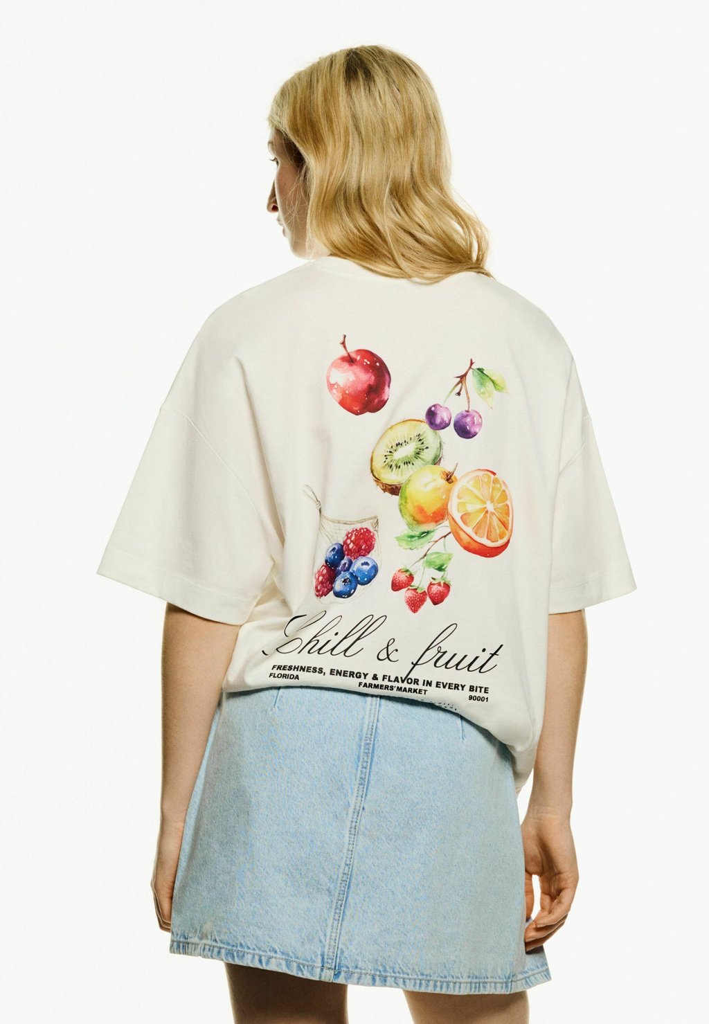 

Джинсовая юбка WITH BOW - A-line skirt Bershka, светло-голубой