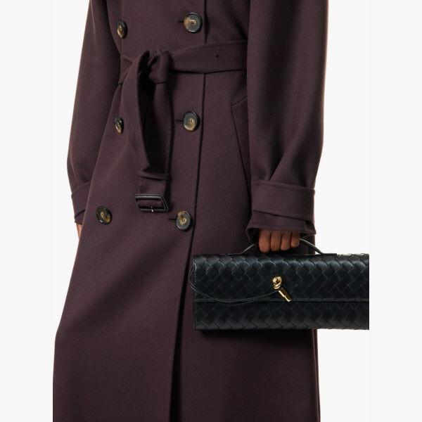 Длинный кожаный клатч Andiamo с узором интреччато Bottega Veneta, черный — фото 2