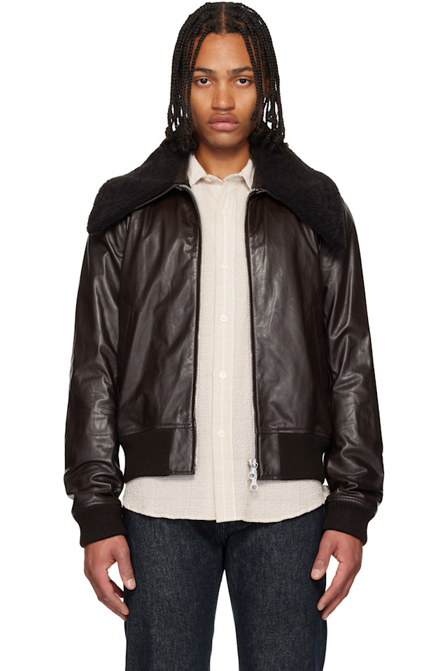 

Our Legacy Кожаная куртка-бомбер "Коричневый фараон"