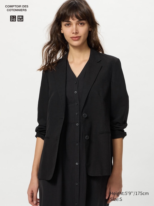 

Пиджак из льняной смеси Uniqlo, черный