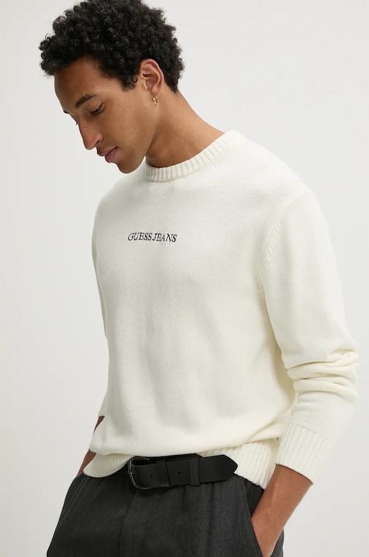 

Хлопковый свитер Guess Jeans, бежевый