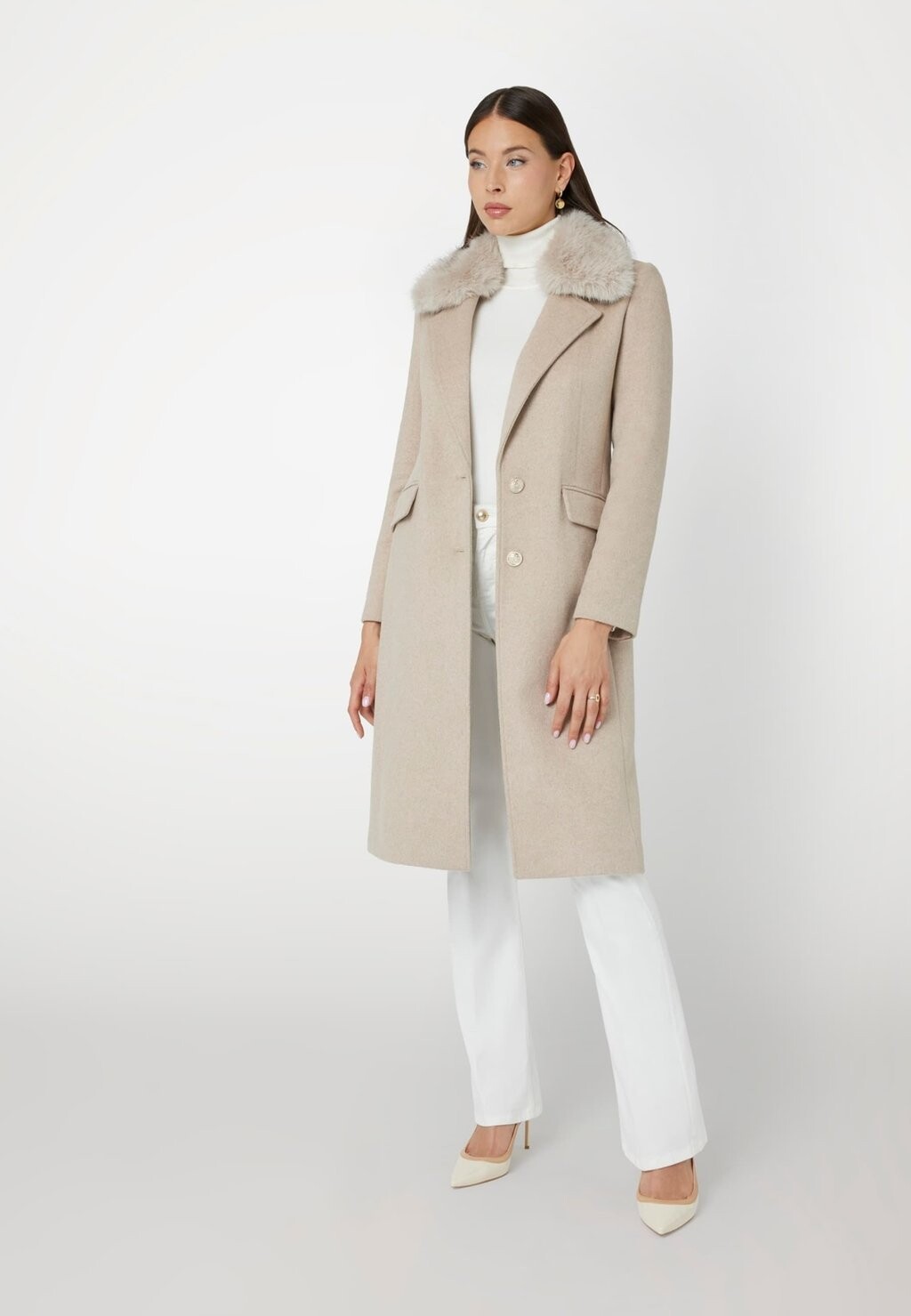 

Классическое пальто Guess, бежевый