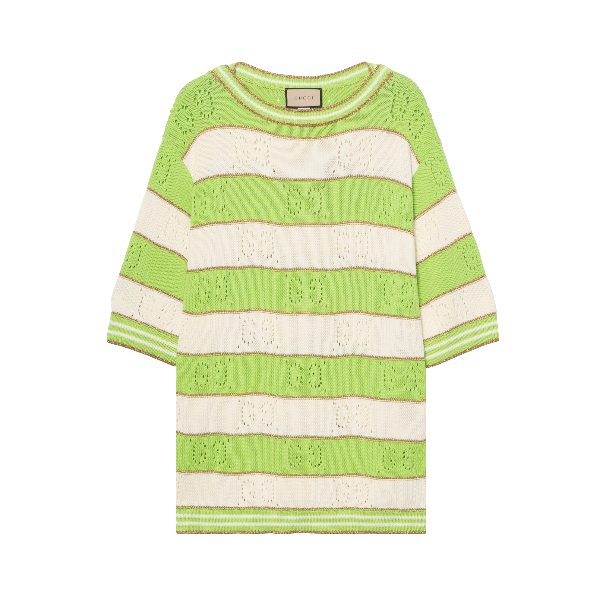 

Б/у джемпер в полоску Gg 2010-х годов GUCCI, белый/зеленый
