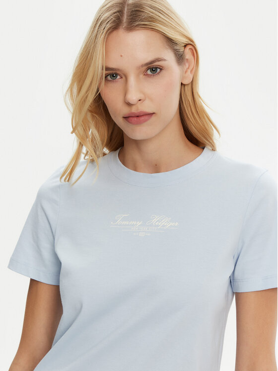 Футболка обычного кроя WW0WW45428 Tommy Hilfiger, голубой — фото 4
