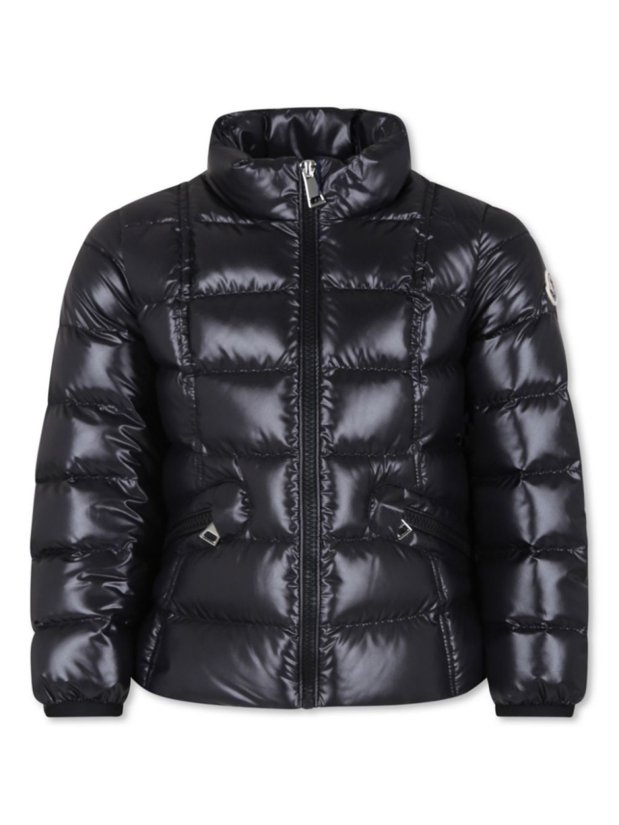 

Moncler Enfant стеганая куртка-пуховик с логотипом-аппликацией, черный