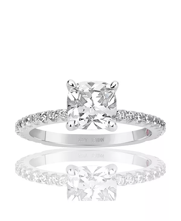 

Кольцо для невесты Suzy Levian из стерлингового серебра с кубическим цирконием огранки «кушон» и центральным камнем Suzy Levian New York, silver