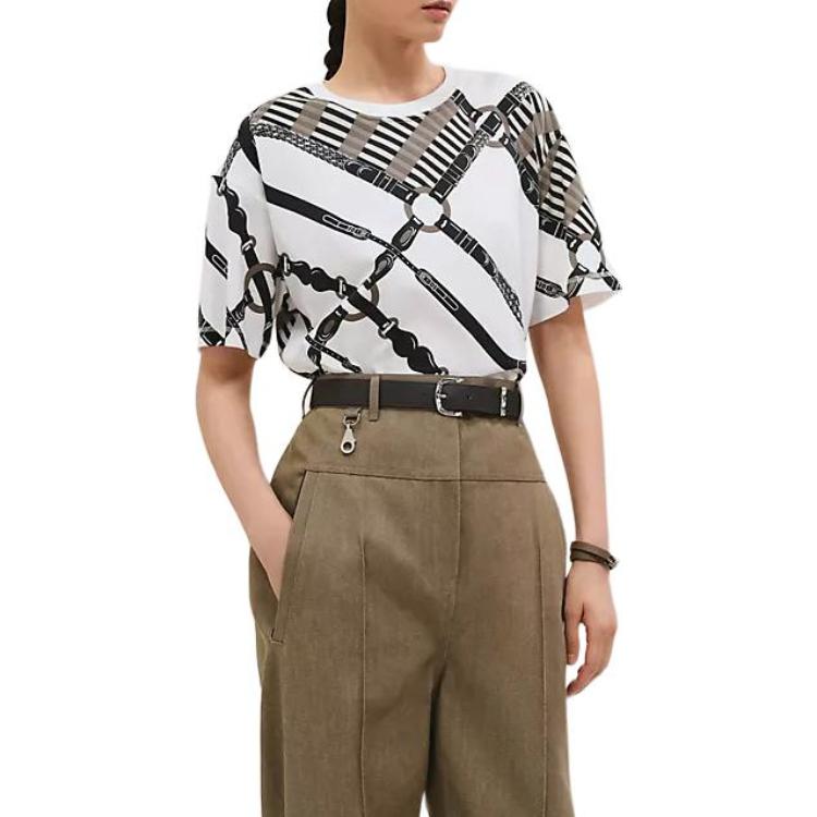 

HERMES Обычная футболка женская белая, Белый, HERMES Обычная футболка женская белая