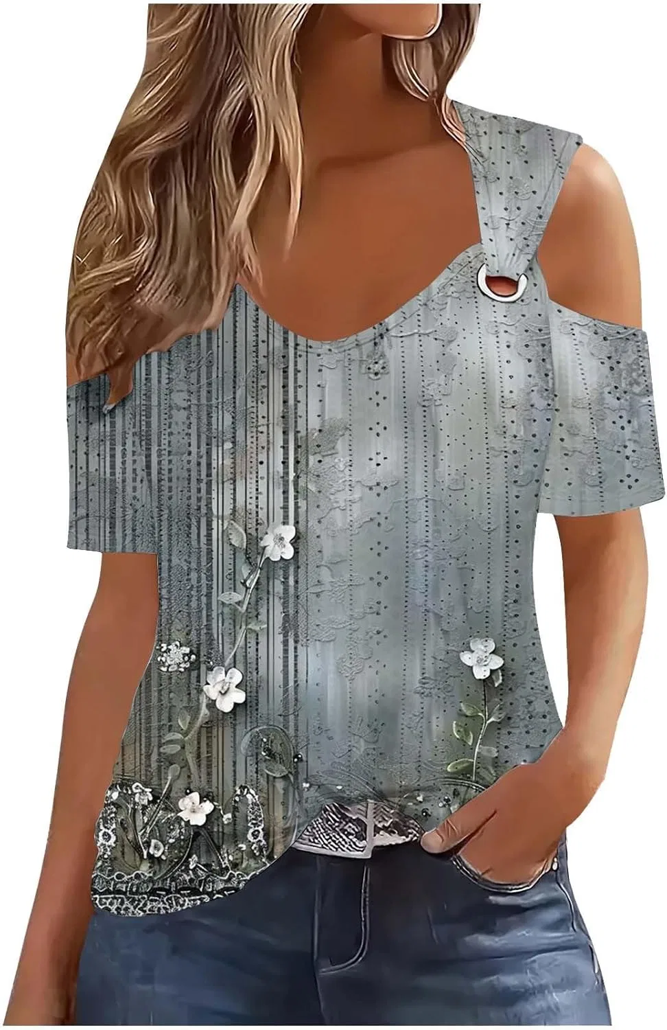 Блуза с открытыми плечами, женская, цвет 6a-multicolor