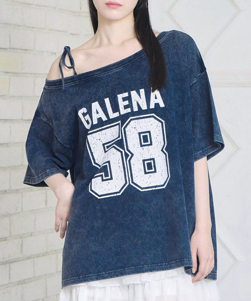 

Футболка с одним плечом, оверсайз Ems excite, темно-синий