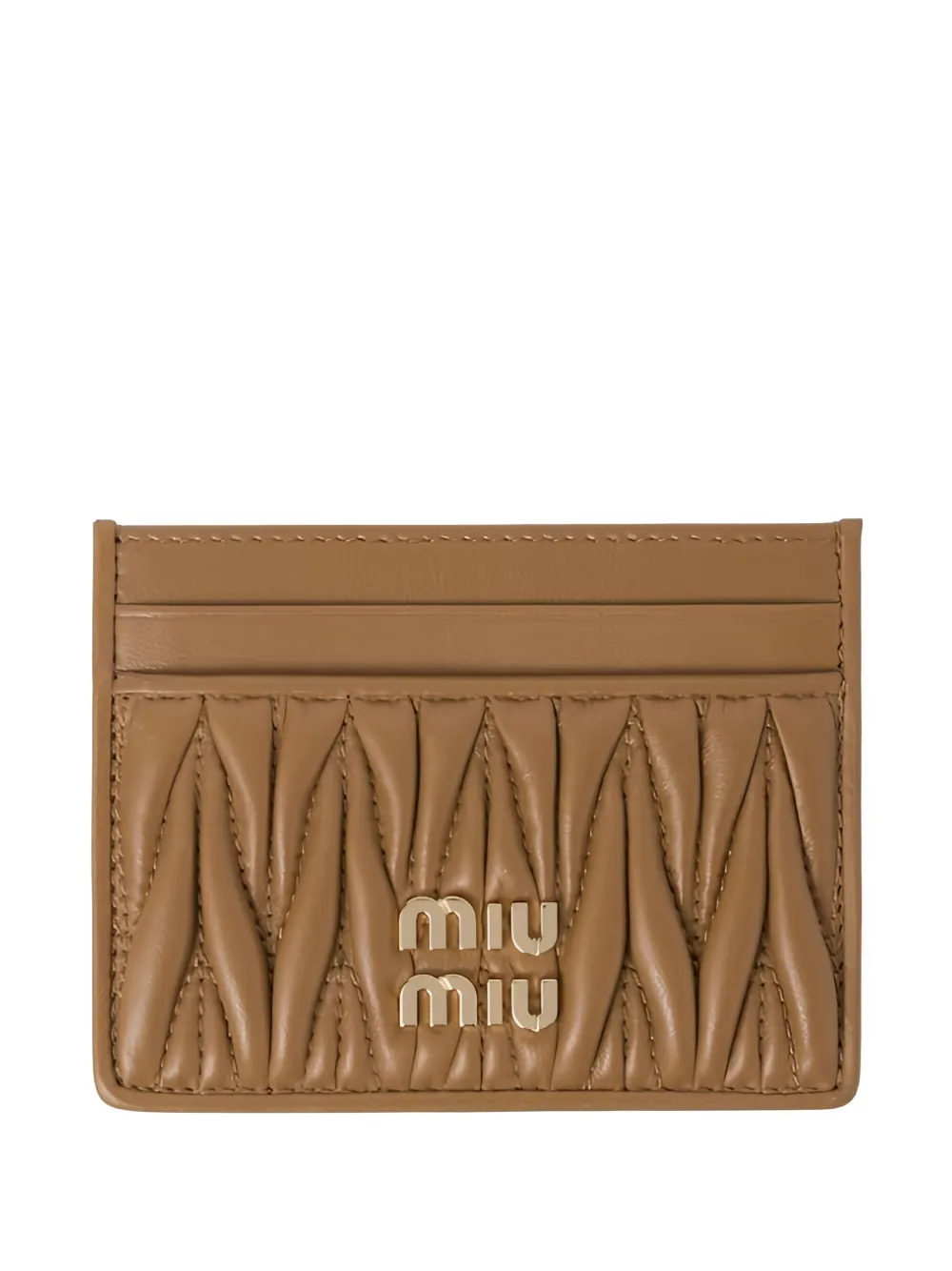 

Визитница из кожи с узором матлассе MIU MIU, коричневый