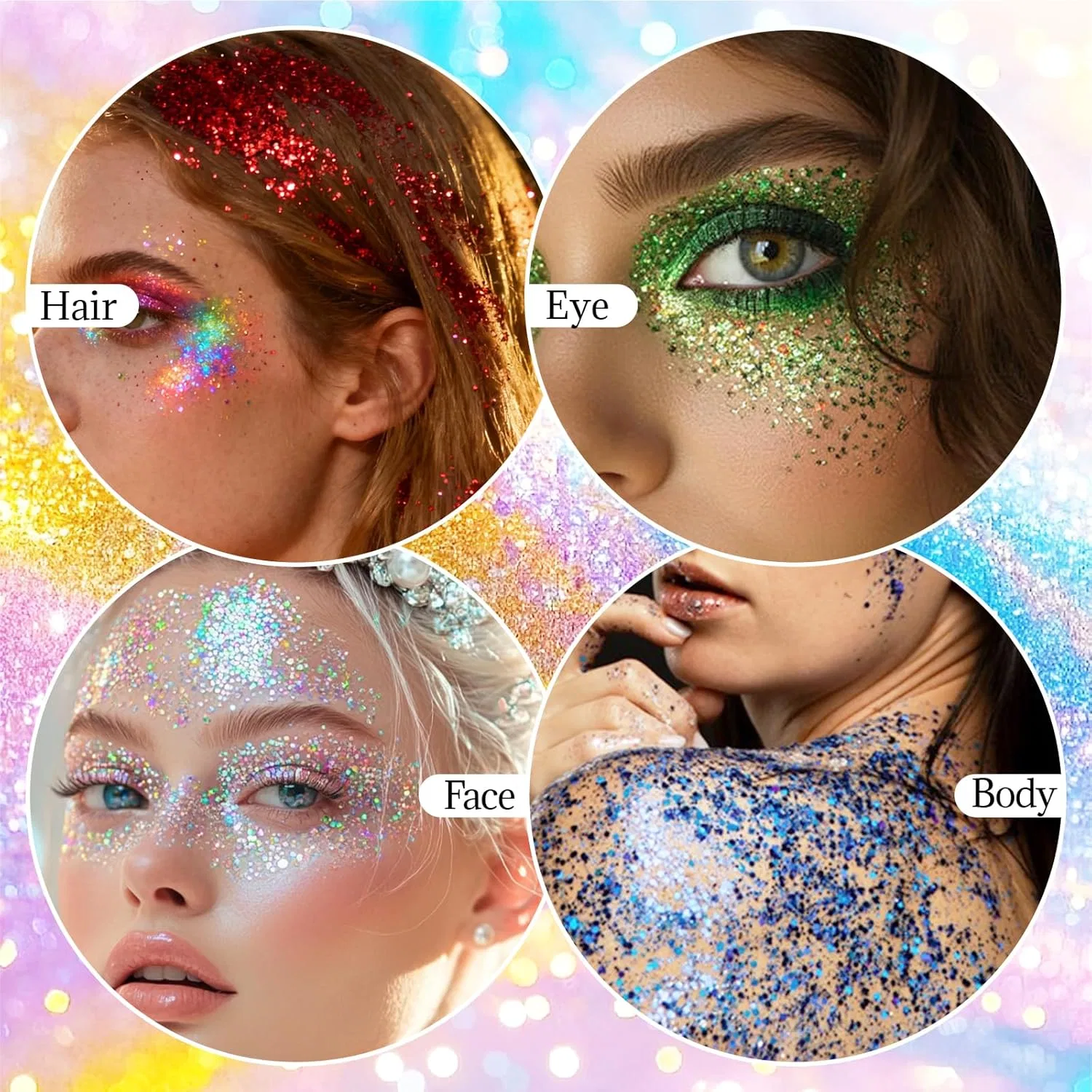 Глиттер-стик для лица и тела Prreal Sparkly Face Glitter Gel Makeup, радужный Prreal, 11 Rainbow — фото 4