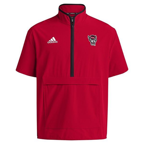 Мужская красная куртка nc state wolfpack 2024 coaches sideline с полузастежкой и коротким рукавом Adidas — фото 3