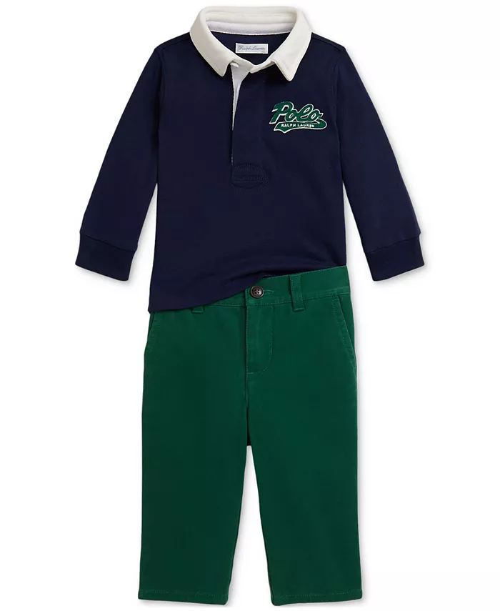 

Комплект из рубашки регби и брюк чинос для мальчиков Polo Ralph Lauren, мультиколор