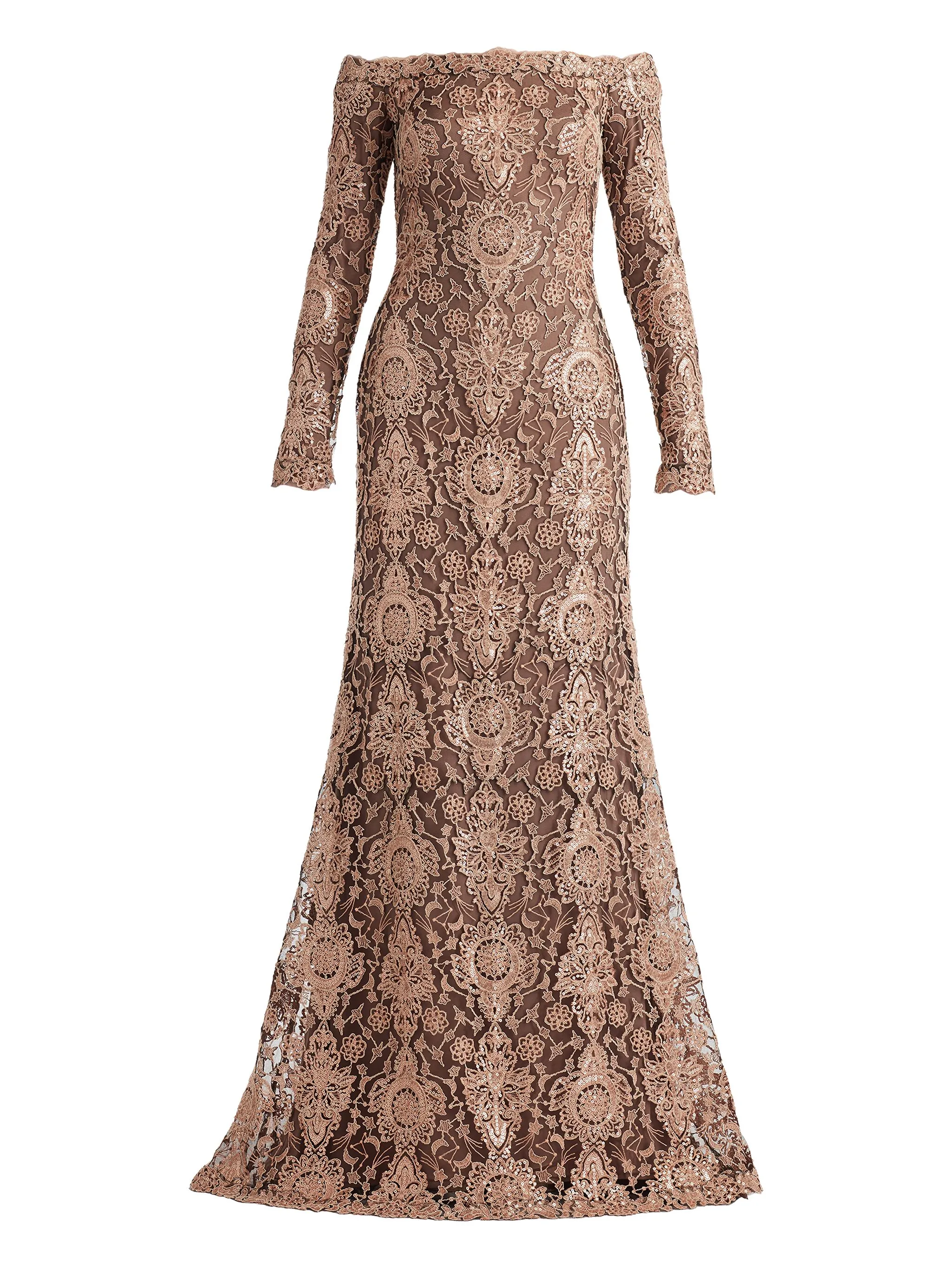 

Платье макси с открытыми плечами Tadashi Shoji, коричневый