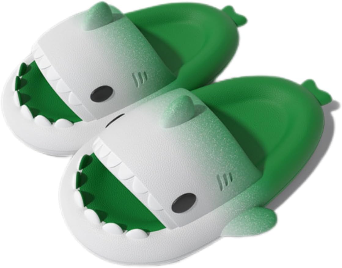 

Шлепанцы Gradient Shark для женщин и мужчин, унисекс с облачным рисунком, толстая подошва, нескользящие, открытый носок, шлепанцы с акулой Generic, зеленый