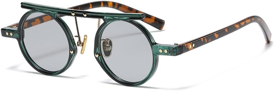 

Круглые солнцезащитные очки в стиле стимпанк для женщин, винтажные, с леопардовым принтом, с защитой от УФ-излучения UV400, очки в стиле хип-хоп для мужчин VFDHN, Green Leopard C3