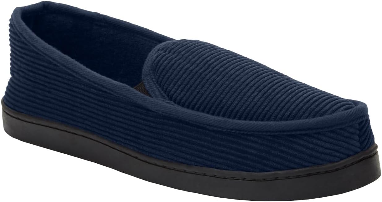 

Мужские шлепанцы KingSize из хлопкового вельвета с широкой посадкой, темно-синий