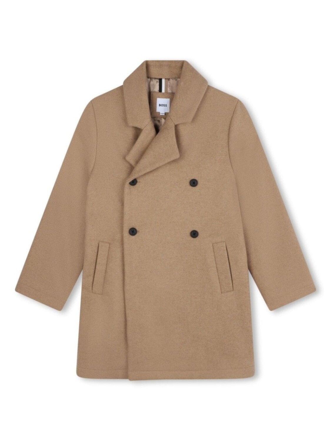 

BOSS Kidswear двубортное пальто с заостренным воротником, нейтральный цвет