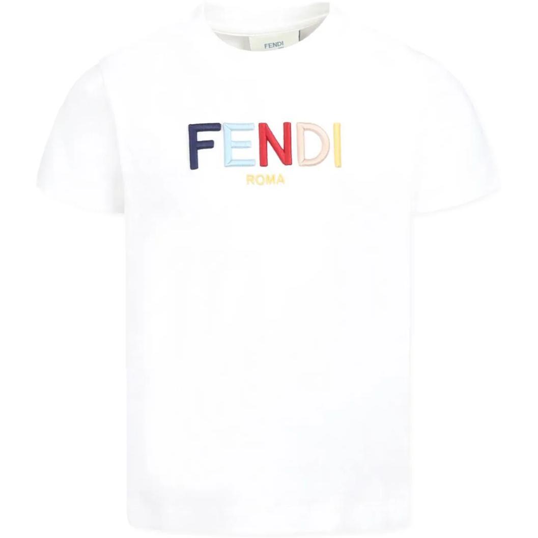 

Детская футболка с круглым вырезом, средней толщины Fendi, белый