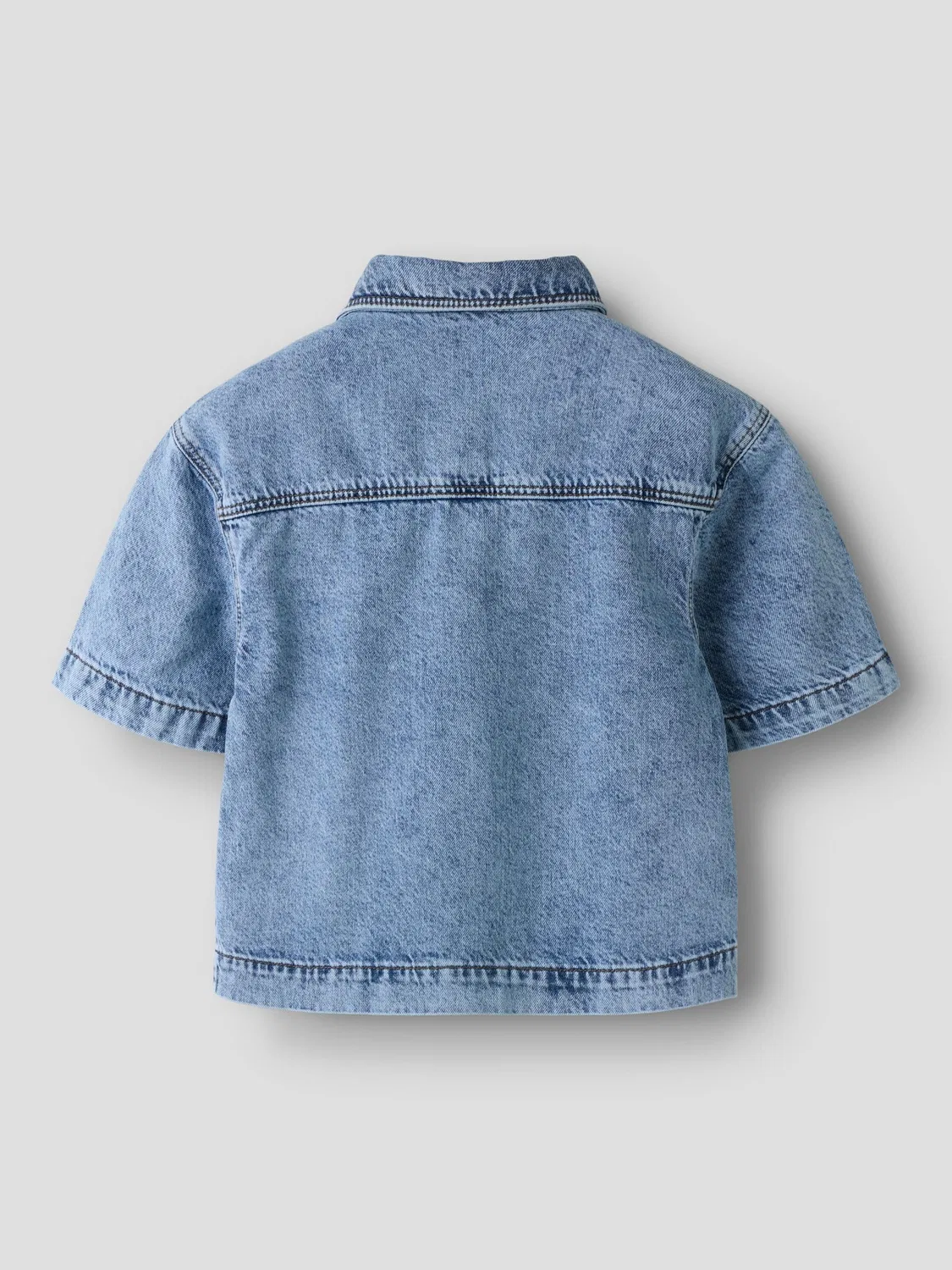 Джинсовая рубашка с потертостями, Name it, light blue bleached denim — фото 2