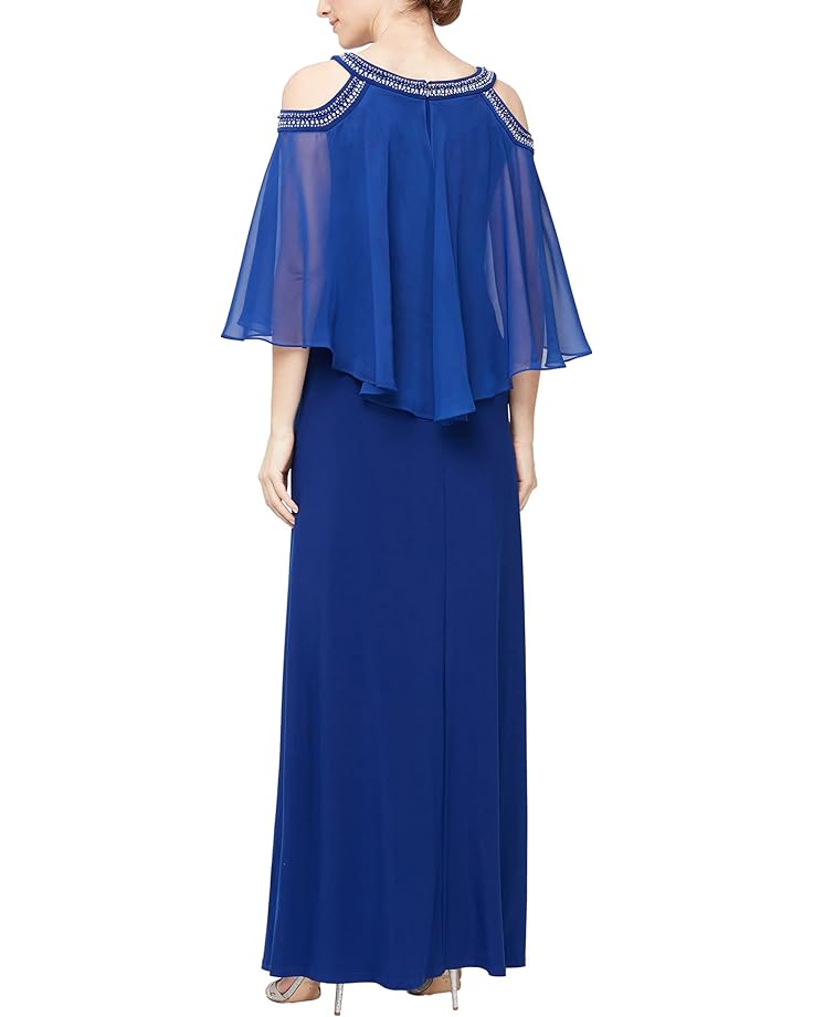 

Платье Alex Evenings Long Chiffon Cold-Shoulder Popover Dress, цвет Dark Royal