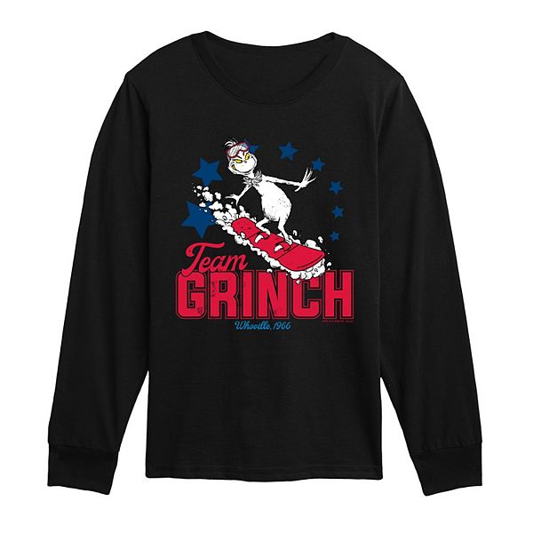 

Футболка с длинным рукавом Dr Seuss Grinch для мальчиков 8-20 Licensed Character, Black