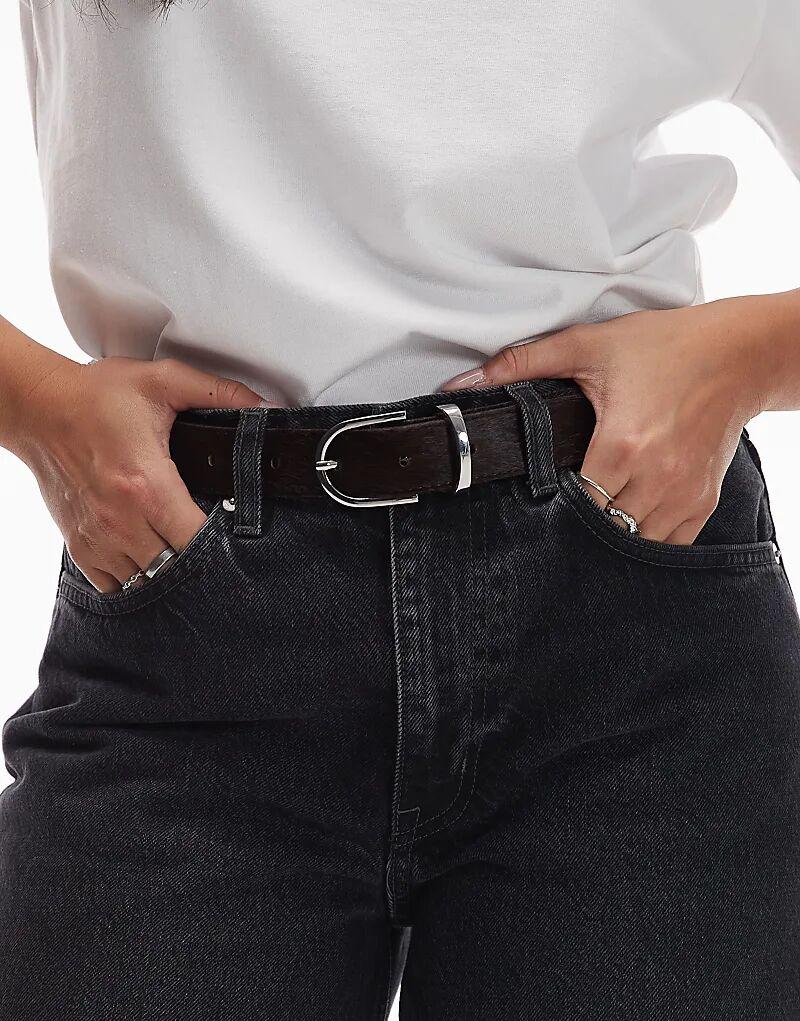 

Ремень ARKET из кожи пони темно-коричневого цвета