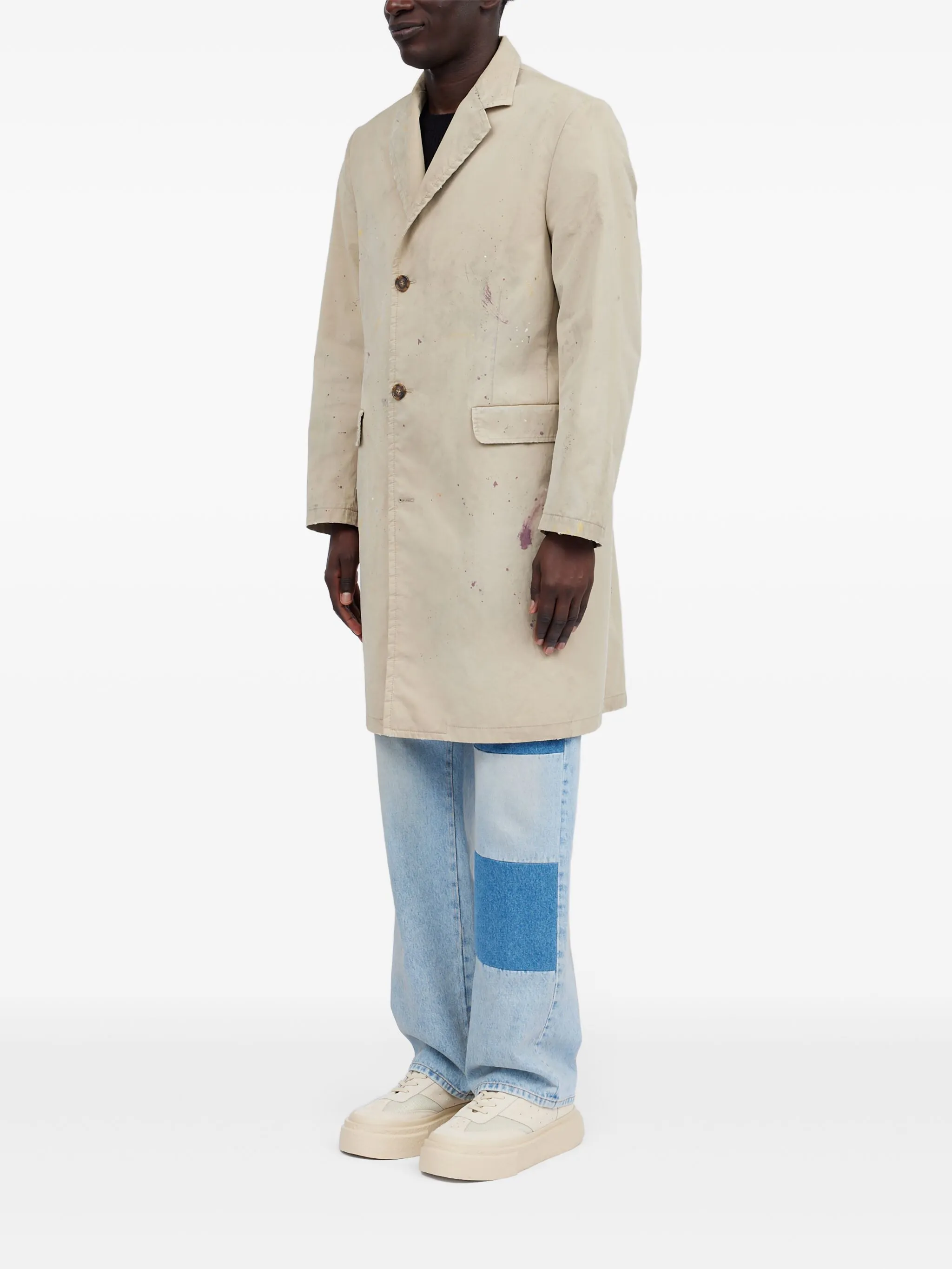 Пальто с эффектом разбрызганной краски Mm6 Maison Margiela, бежевый — фото 4