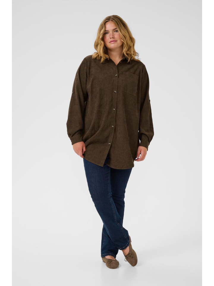 

Платье свободного кроя KCverana шоколадно-коричневого цвета CC KAFFE curve