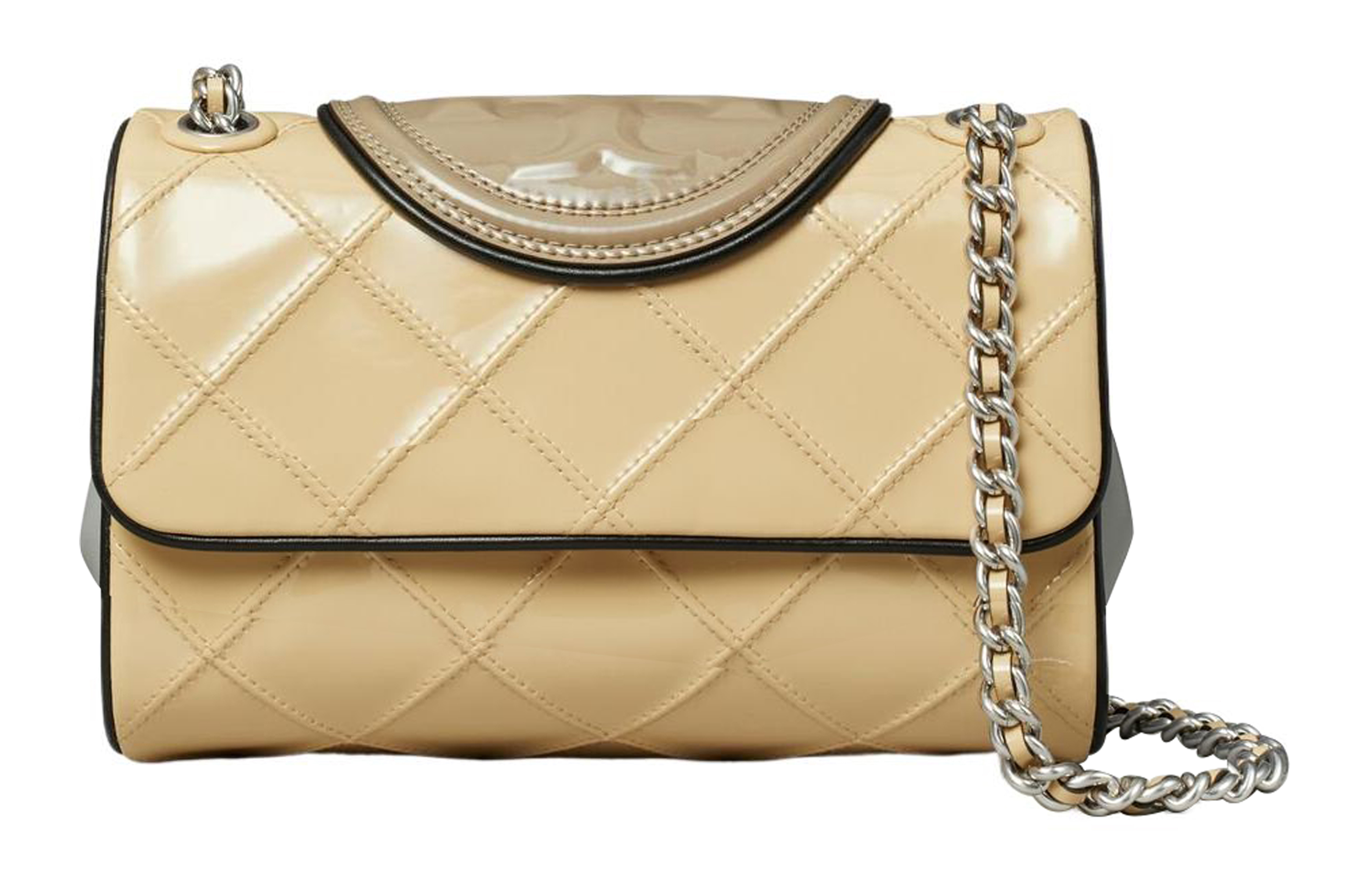 

TORY BURCH Сумка через плечо Fleming из лакированной кожи с наппой, женская, светло-желтая, Trumpets