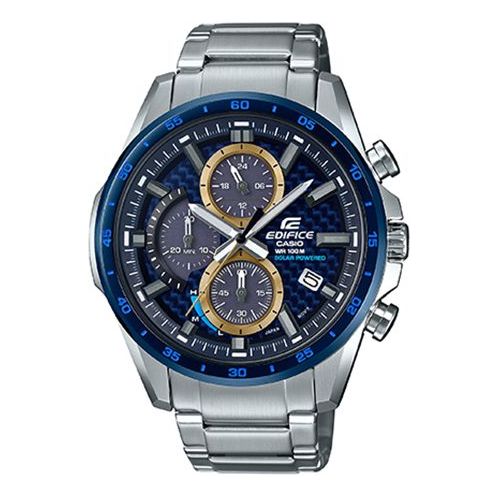 

Часы CASIO Waterproof Solar Powered Quartz EDIFICE Sapphire Crystal Unisex Mens Silver Analog, серебряный
