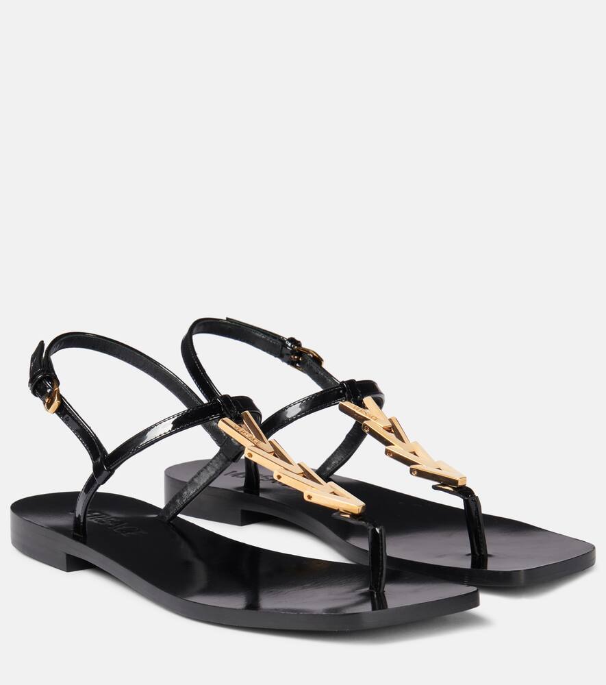 Цепные кожаные сандалии-танга V2025, 1B00V-Black-Gold Versace, 1B00V-Black-Versace Gold