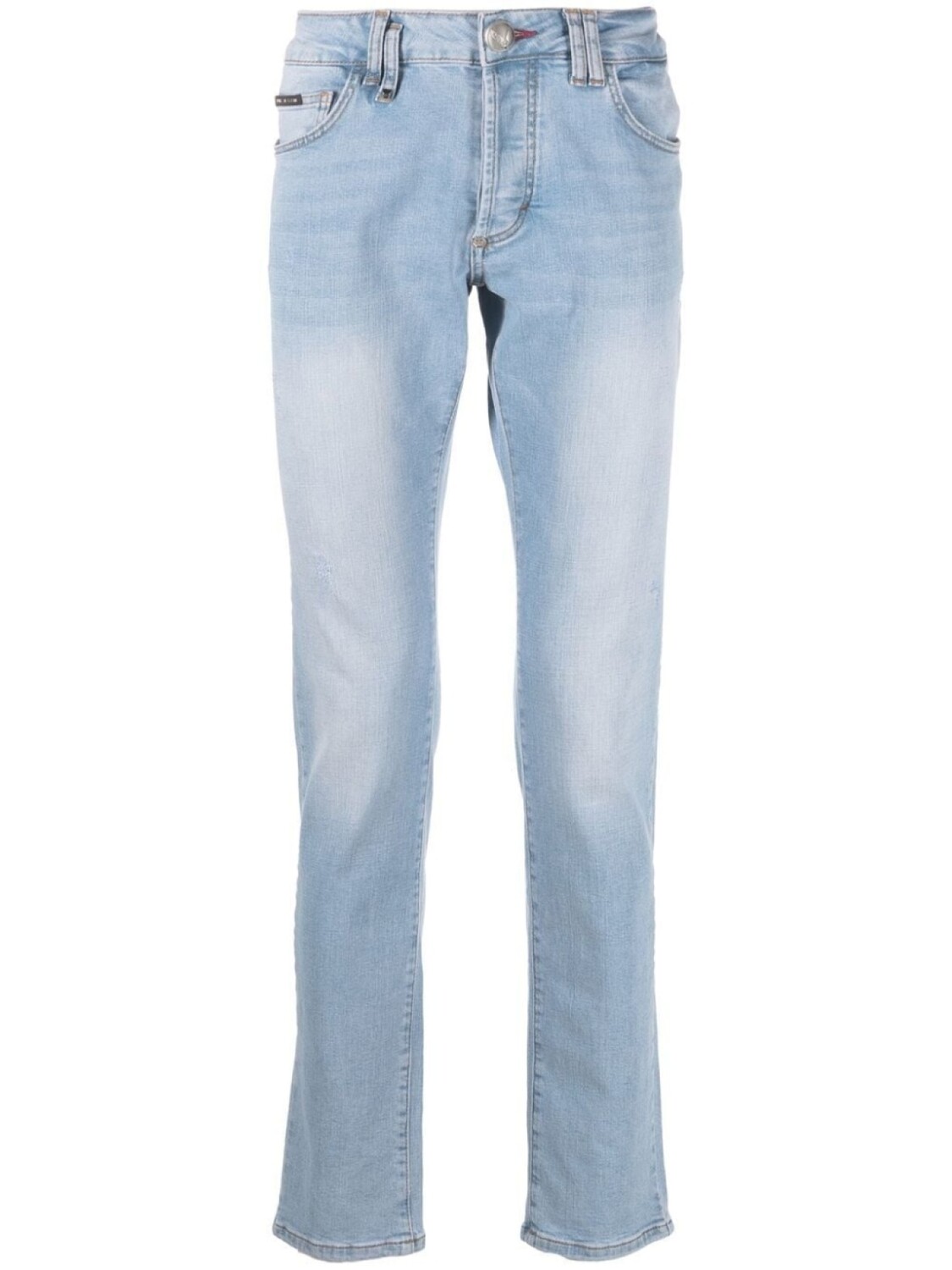 

Philipp Plein Super Straight-cut stonewashed jeans, синий