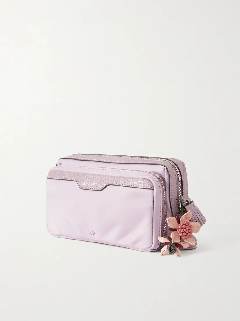 Косметичка из ракушечника с отделкой из кожи и принтом «Цветы сакуры» Anya Hindmarch, фиолетовый — фото 2
