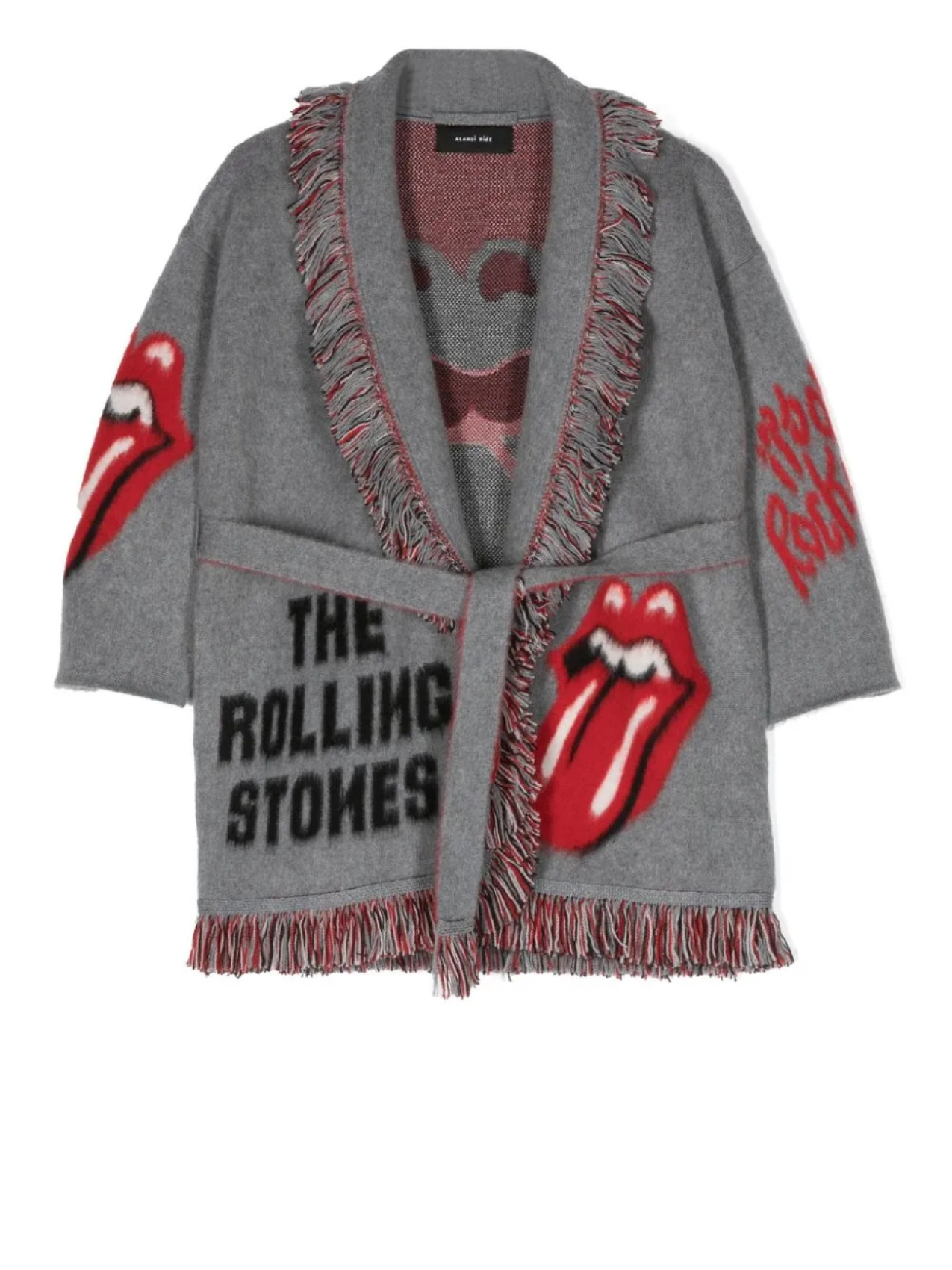 

Alanui Kids кардиган The Rolling Stones вязки интарсия, серый