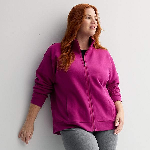 

Ультрамягкая флисовая куртка с молнией и воротником стойкой Plus size Tek Gear, Elegant Berry
