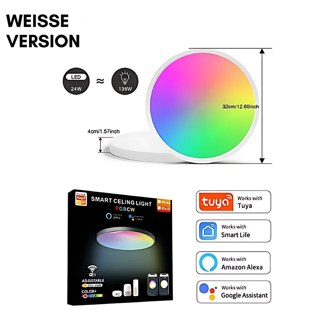 

Светодиодный потолочный светильник белого цвета с регулируемой яркостью, потолочный светильник RGB с дистанционным управлением, Bluetooth, WIFI, управление через приложение Alexa, управление Google, гостиная, спальня Magcubic