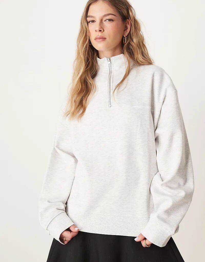 

Толстовка с застежкой-молнией на половину длины в цвете ice marl ASOS DESIGN