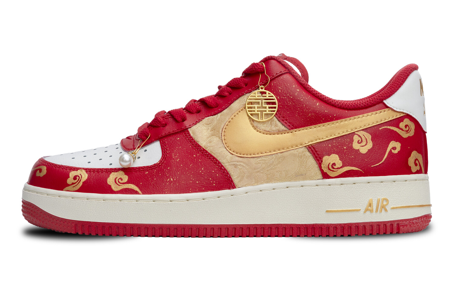 

Кроссовки Nike Air Force 1 Skateboarding Shoes Unisex Low-top Red Gold, золотой, Желтый, Кроссовки Nike Air Force 1 Skateboarding Shoes Unisex Low-top Red Gold, золотой