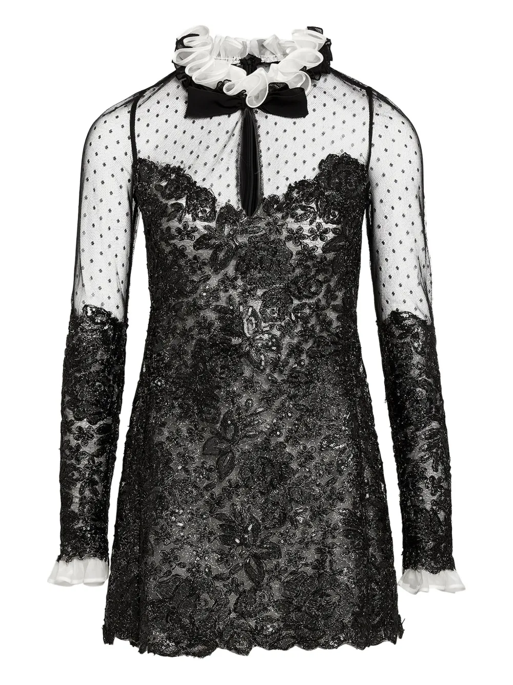 

Платье с оборками и вышивкой Giambattista Valli, черный