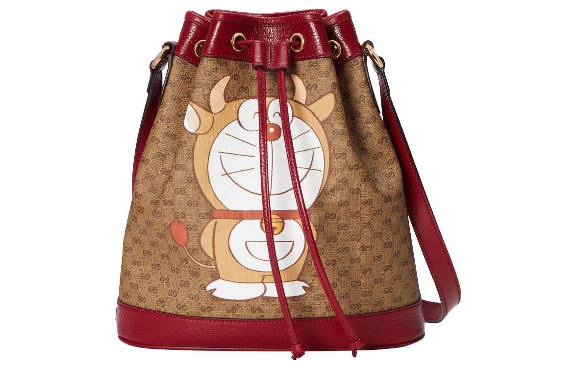 

Сумка-ведро из холста и кожи от Doraemon Collaboration, женская сумка через плечо GUCCI