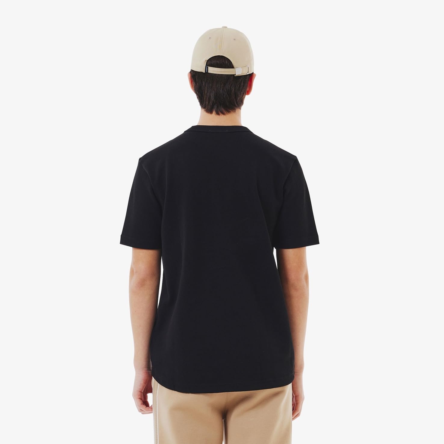 Мужская хлопковая трикотажная футболка Lacoste с коротким рукавом и карманом, черный — фото 2