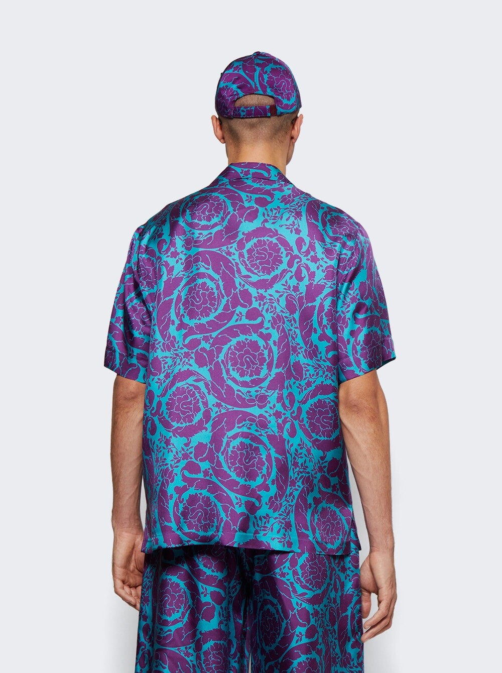 

Шелковая рубашка с силуэтом Barocco Versace, цвет Teal And Plum