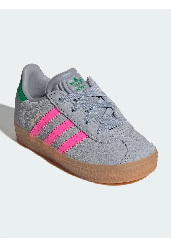 Детские туфли gazelle унисекс Adidas Originals, Halo Silver/Lucid Pink/Green — фото 2